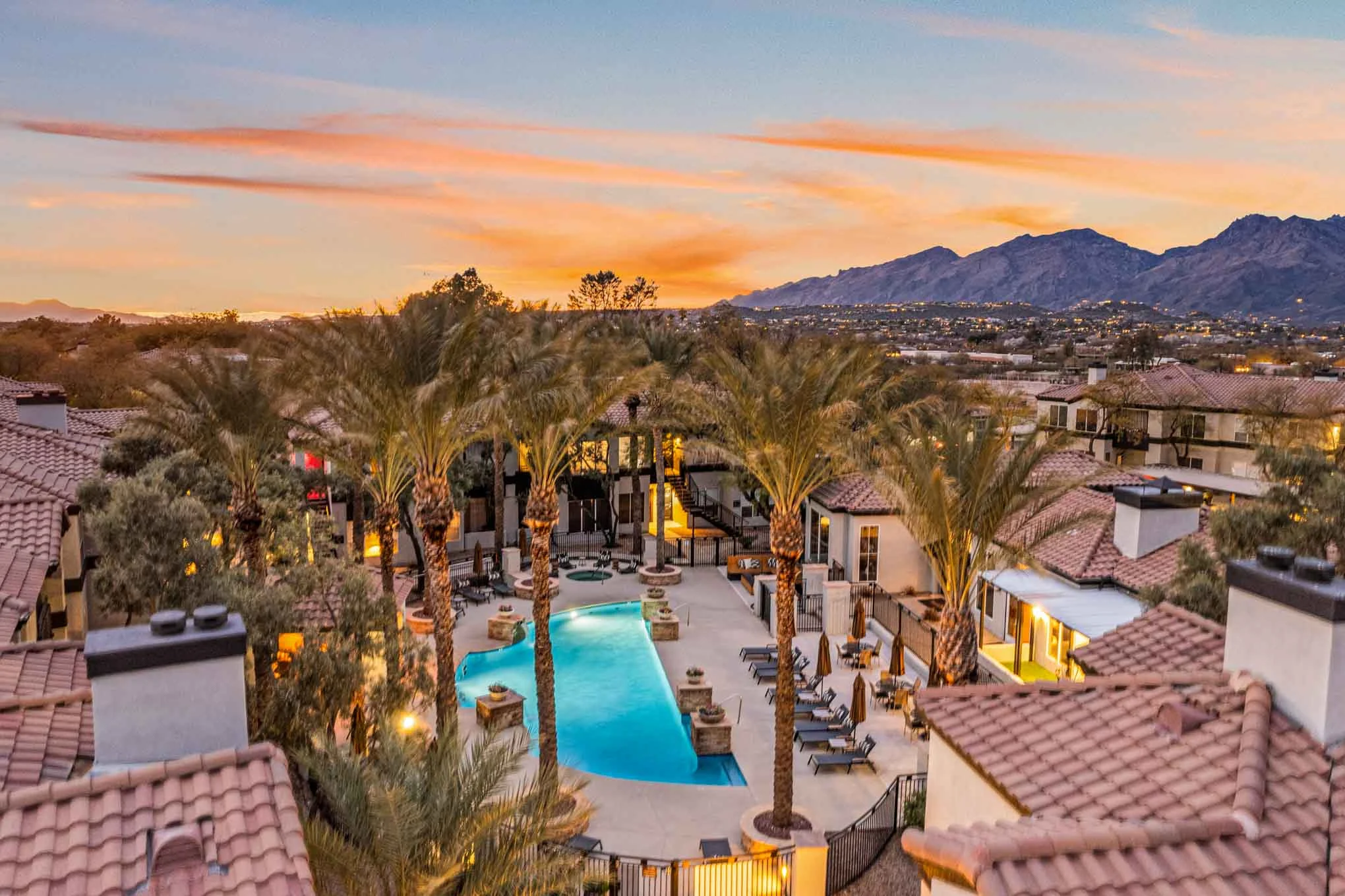 Apartment, Pool, Sunset