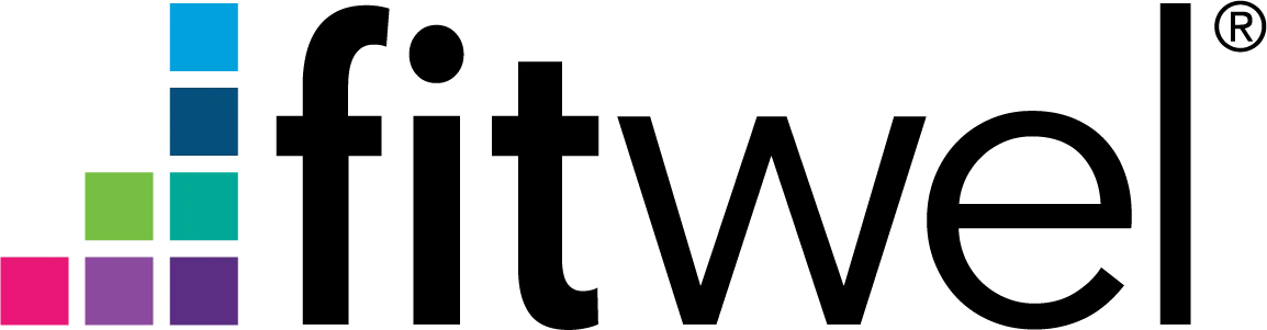 Fitwel logo featuring a colorful square pattern and the word 'fitwel' in bold letters.