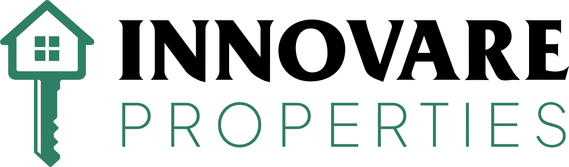 Innovare Properties Logo Logo design for Innovare Properties featuring a house icon and a key, with the name in bold letters.