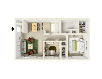 2 Bed / 1 Bath 910 SqFt