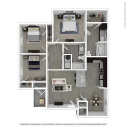 3 bedrooms; 2 bathrooms