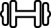 Dumbbell Iconography A simple black icon of a dumbbell, featuring two weights on each side of a central bar.