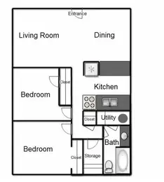 2 Bedroom, 1 Bath
