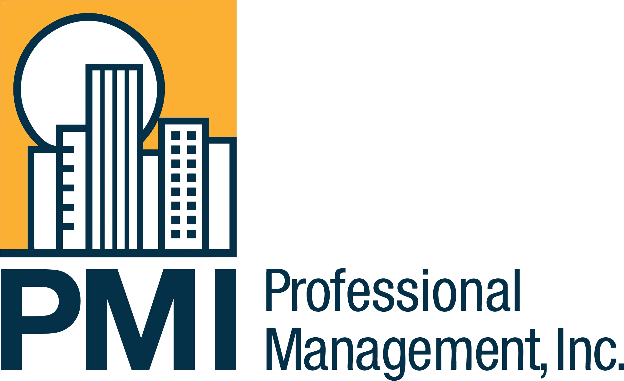 Professional Management, Inc. Logo Logo of Professional Management, Inc. featuring city skyline and sun graphic.