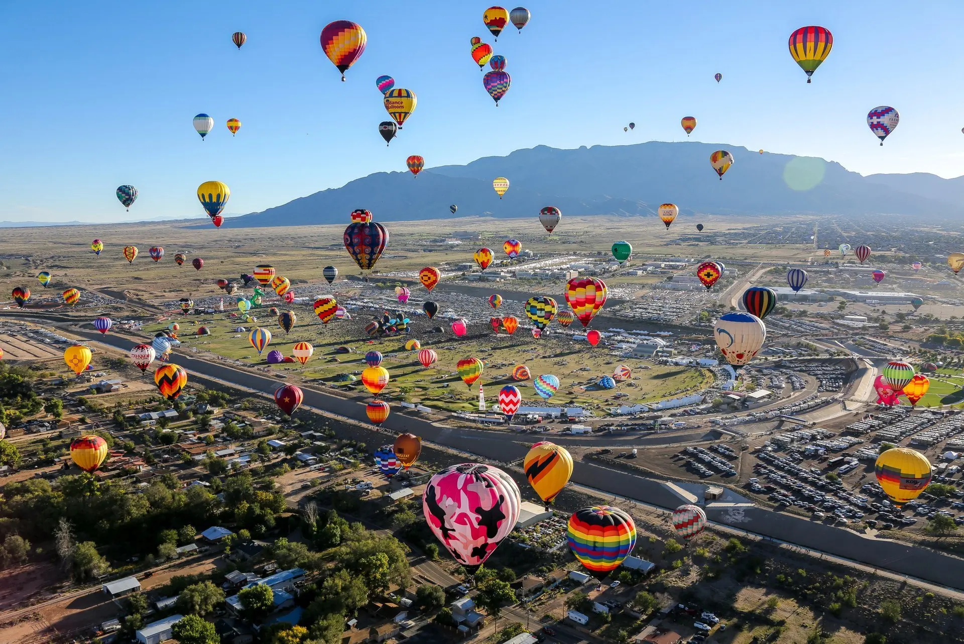 Hot air balloons, Festival, Aerial view