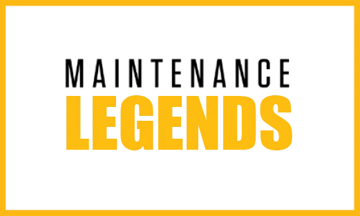 Logo with the words 'MAINTENANCE LEGENDS' in black and yellow on a green background.