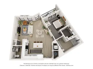 A10 (1 Bed/1.5 Bath)