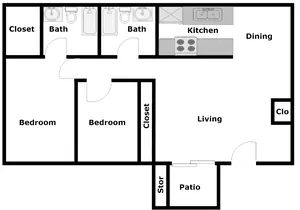 2 Bedroom/2 Bathroom