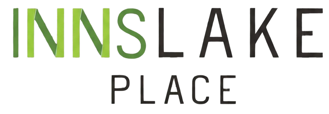 Logo for Inns Lake Place with green and black text.