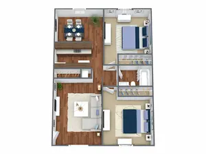 Two Bedroom, One Bath, 775 Sq Ft