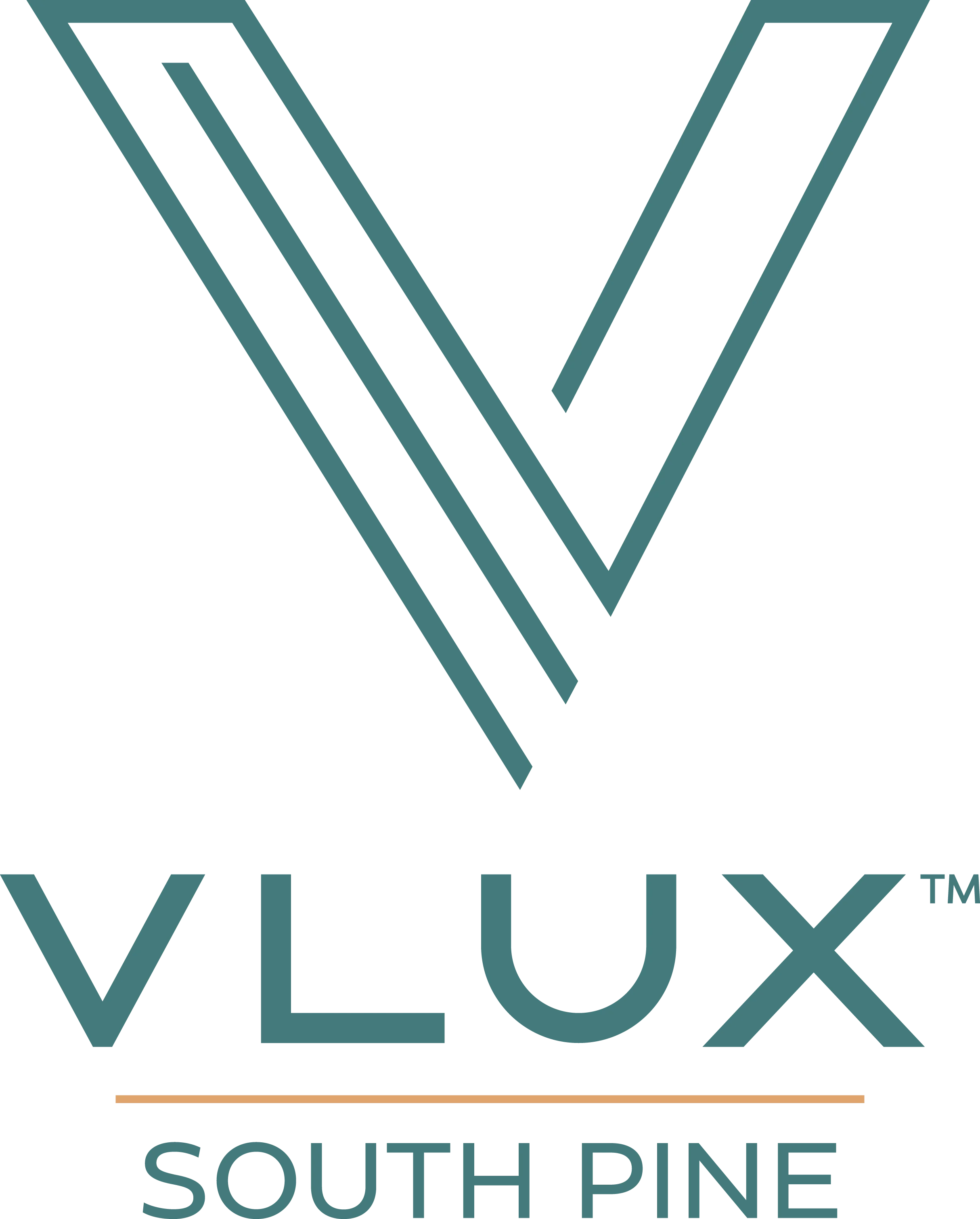 VLux South Pine Logo Logo for VLux South Pine featuring a stylized 'V' and the name VLux below.