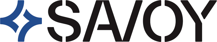 Logo of Savoy featuring the word 'SAVOY' in bold black letters alongside a blue star-shaped icon.