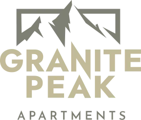 Logo for Granite Peak Apartments featuring mountain designs.