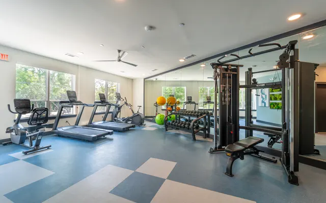 Interior of a modern gym with fitness equipment