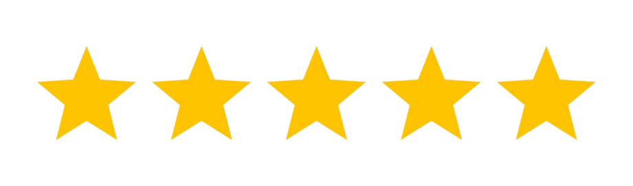 Five yellow stars in a row, representing a five-star rating.